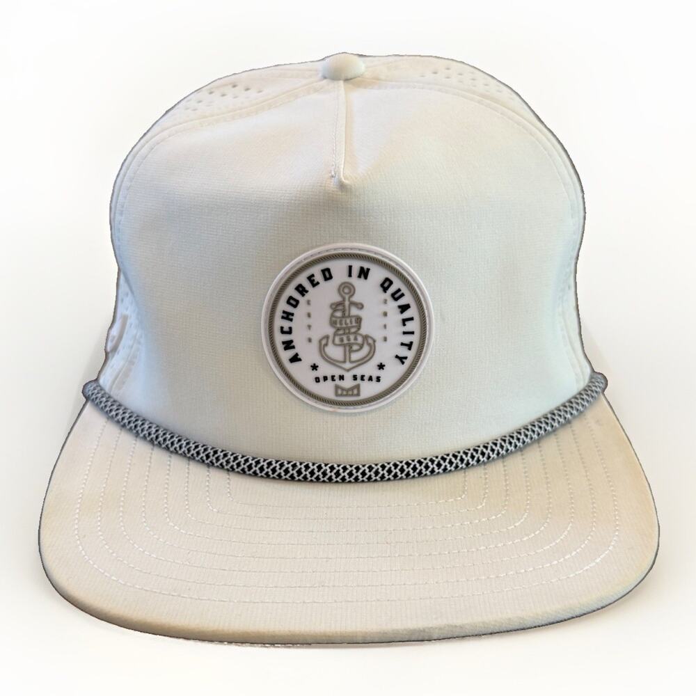 Melin Hydro Coronado Anchored White Adjustable SnapBack Rope Hat Breathable Cap